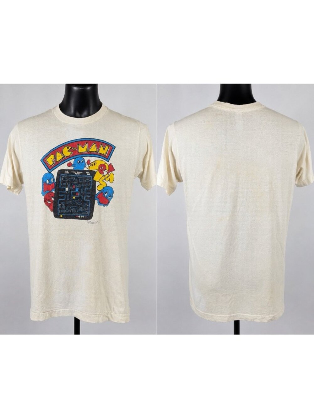 Vintage 80s Pac-Man Midway Arcade Video Game T-Shirt Screen Stars USA Large Org